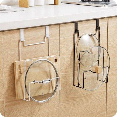 Metal Hanging Pot Lid Rack For Cupboard Door Cutting Board