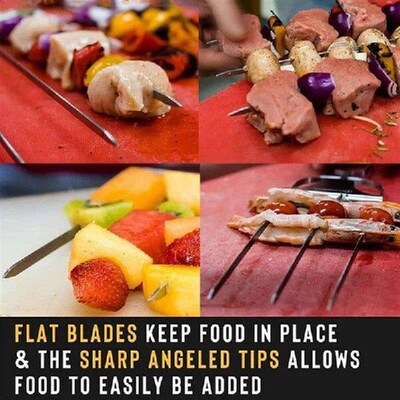 2PCS Barbecue Skewers 14Inch BBQ Shish Kabob Skewer Sticks