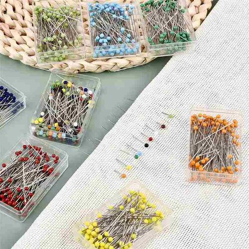100Pcs/Box 38mm Sewing Pins With Glass Ball Head Straight Pu