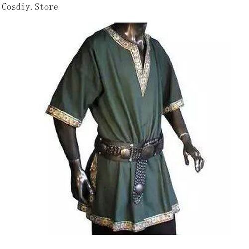 S-6XL Halloween Medieval Costume Viking Pirate Shirt Adult K