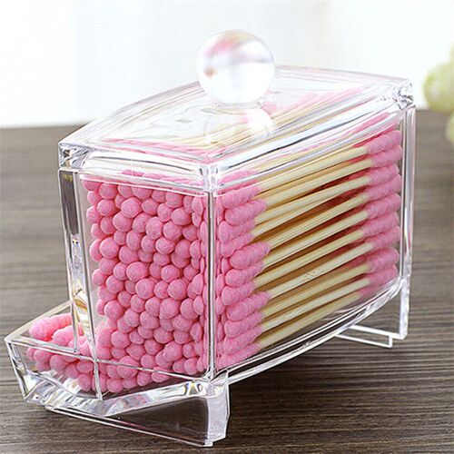 Acrylic Cotton Swabs Storage Holder Box Portable Transparent