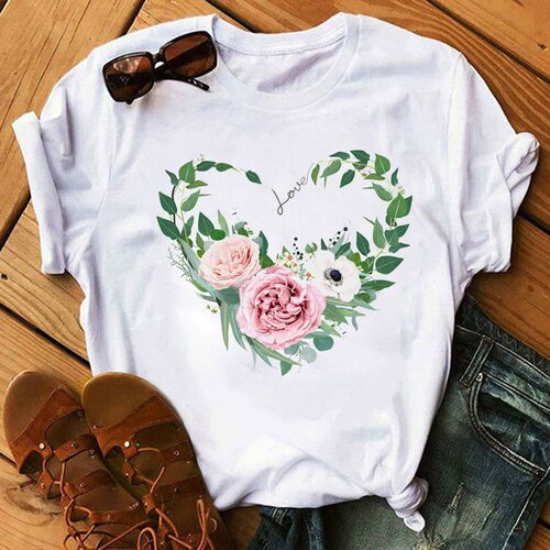 Beautiful Purple Flower Printed Womens Top Casual Womens