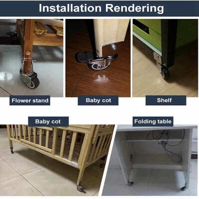 4Pack 2inch Furniture Crib Casters Cabinet Clamp with Brake