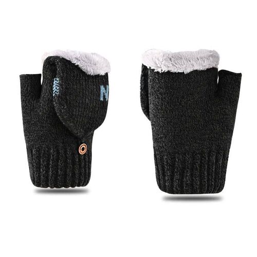 2024 Winter Warm Thickening Wool Gloves Knitted Flip Fingerl