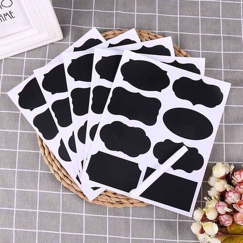 5 Sheets Waterproof Fancy Black Board Kitchen Label ers Jar
