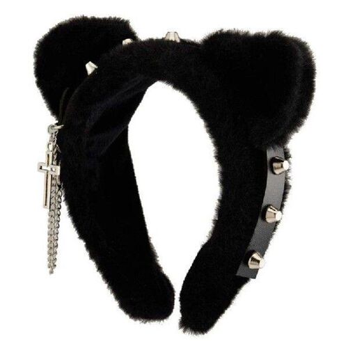 Artificial Cats Ear Hairband with Metal Earring Halloween