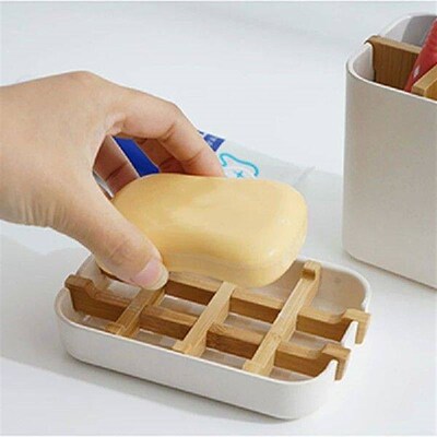 Soap Dish Bamboo Self-draining Soap Dishes Plate Tray Rack