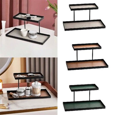 Double Layer Vanity Organizer Tray Stylish Storage Rack