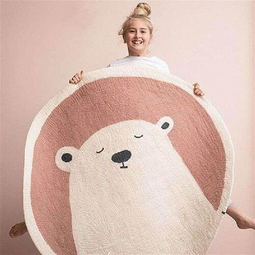 Cartoon Animal Floor Mat Bedroom Round Carpet Polyester