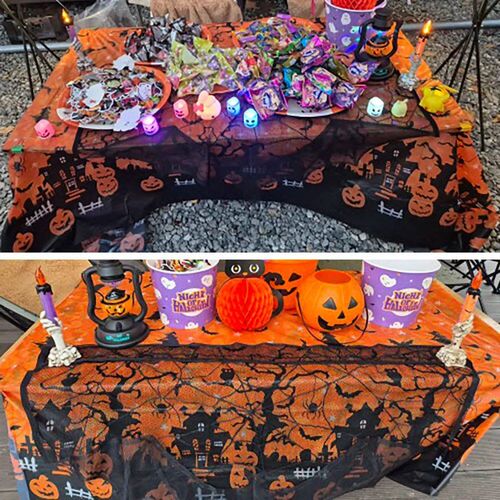 Halloween Decoration Tablecloth,Dipoable Pumpkin Spider Web