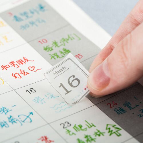 12 Sheets 365 Days Calendar Sticker Material Paper Set Writi
