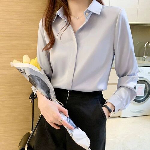 Silk Shirts Women Long Sleeve Shirts Blouses for Women Satin