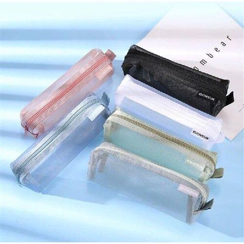 Simple Transparent Mesh Pencil Case Pen Bag Large Capacity
