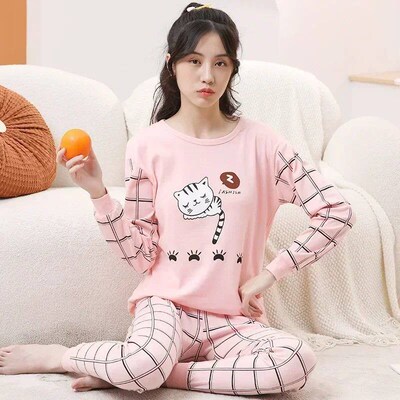 Teens Pijamas Long Sleeve Cotton Pyjamas Kids Clothes Sets C