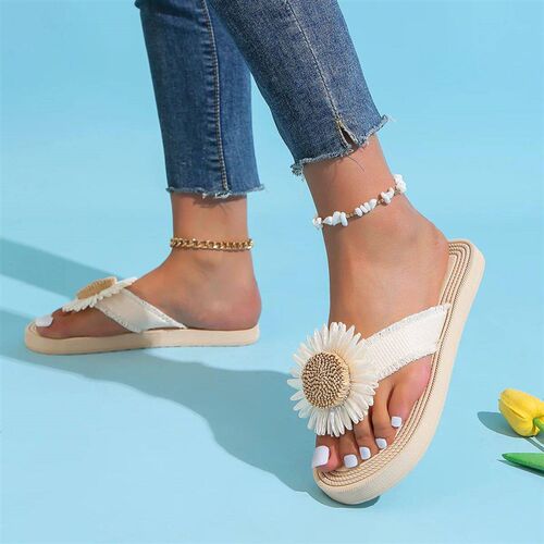 Womens fashion nd non-slip wear comfort linen Sunflower