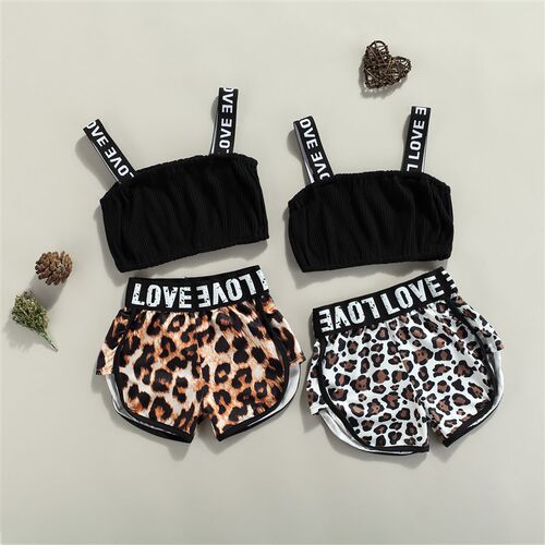 Girls Clothing Sets 2023 Summer Kids Clothes Letter Strap Sl