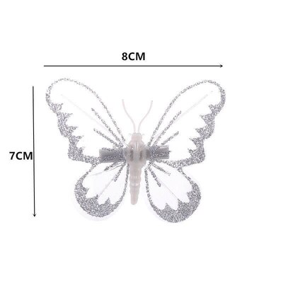 6pcs New Year 2022 Xmas Tree Butterfly Clip Christmas Decora