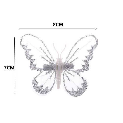 6pcs New Year 2022 Xmas Tree Butterfly Clip Christmas Decora