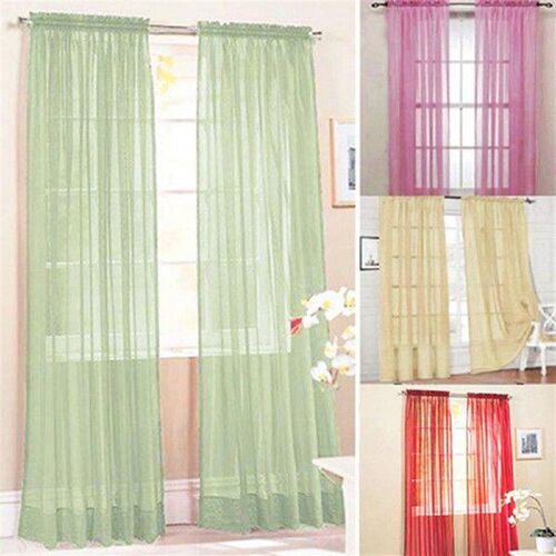 Glass Yarn Sheer Window Valance Curtain Pure Color Bedroom