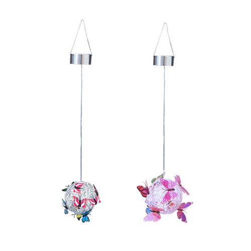 Led Solar Butterfly Hanging ree Ball Outdoor urtyard Garden