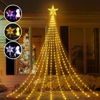 Christmas Tree Waterfall Lights Fairy String Lights Garland