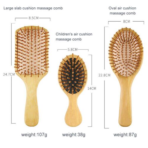 Wooden Bamboo Air Cushion Massage Comb Wide Tooth Double Hea