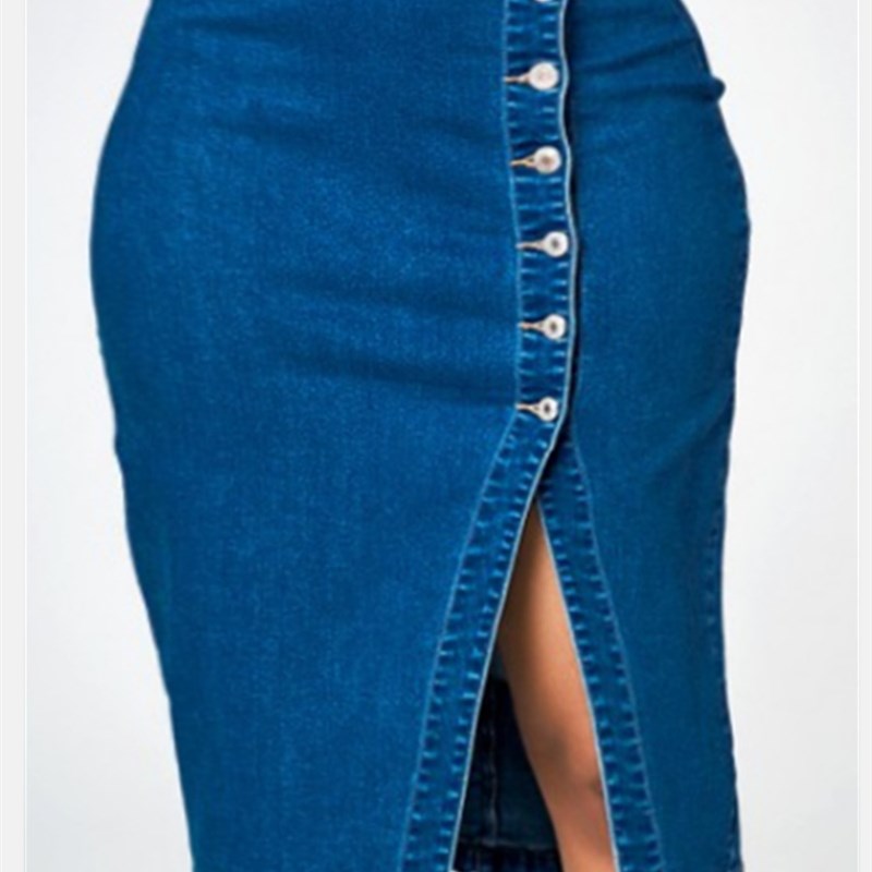 Summer Denim Skirt Womens Half Length Skirt New Split图片