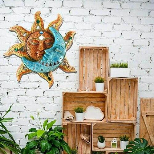 Art Creative Sun Moon Statue Hanging Ornaments Decor For
