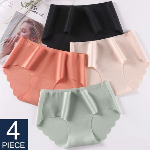 Womens Seamless Panties Slip Silk Underwear Woman Ruffle Fe