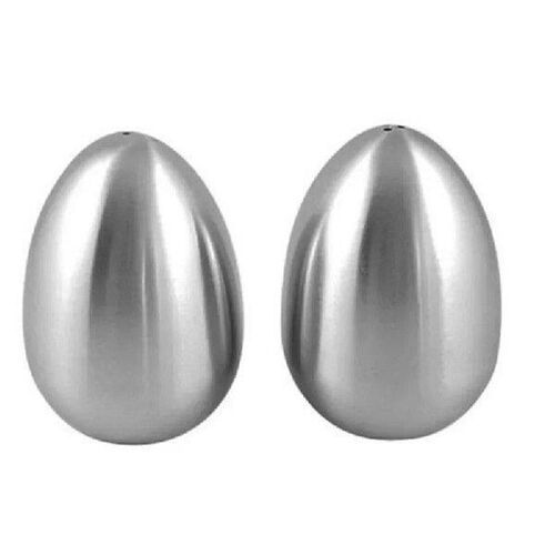 2 Pieces Stainless Steel Pepper Shaker Egg Shaped Salt