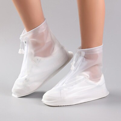 Mid-barrel thickened PVC rainproof shoe cover for men and wo