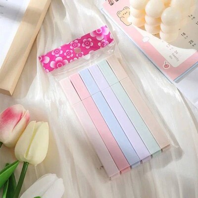 6pcs/set Pastel Color Highlighter Kawaii Stationery Color Ma