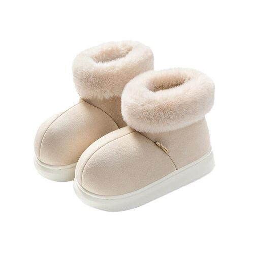 Thick-soled Cotton Slippers For Women With Fleece Indoor Hom