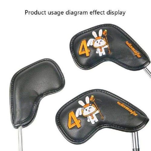 9pcs Waterproof Golf Driver Headcover PU Leather Embroidery