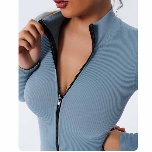 Women Seamless Yoga Jumpsuits Long Sleeve Zipper Yoga Suit