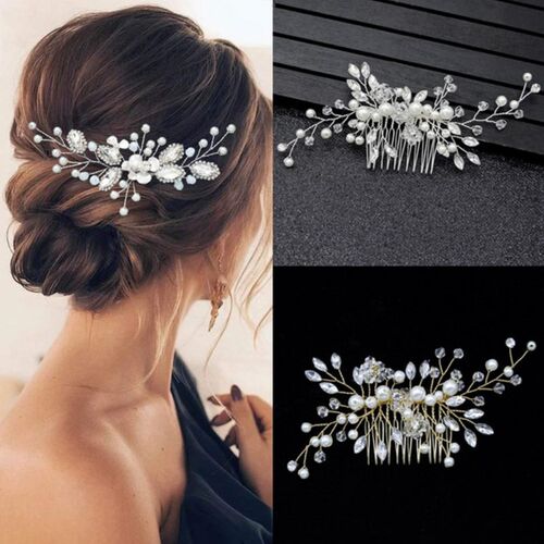 2023 Elegant Bridal Pearl Hair Comb Handmade Flower Beautifu