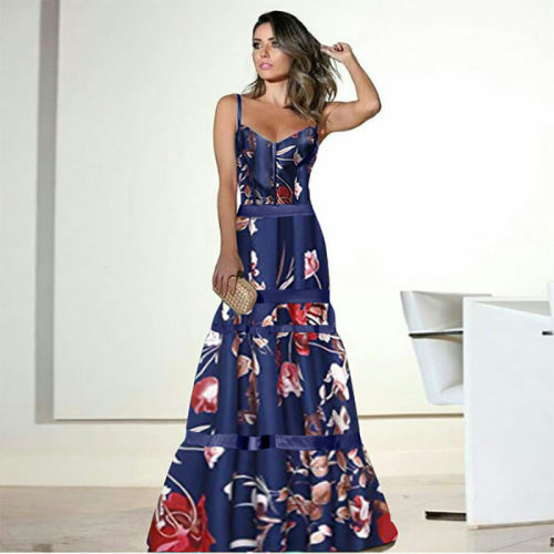 Evening Party Dresses Women Natural Silk Dress Retro Floral