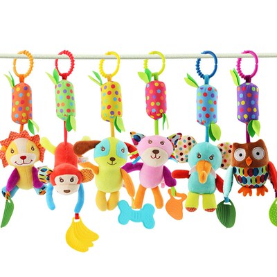 Newborn Baby Plush Stroller Toys Baby Rattles Mobiles Cartoo