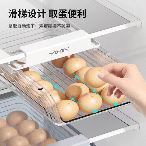Egg Storage Box with Adjustable Size for Refrigerator, Trans