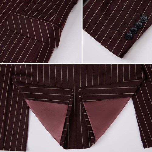 Mens Suits  Pieces Vintage Double Breasted Suit Black Red
