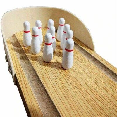 10 Pins Tabletop Mini Bowling Game Set Wooden Mini Desktop