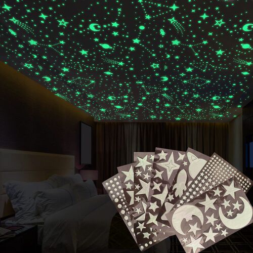 3D Bubble Luminous Stars Moon Dots Wall Stickers For Kids Ro