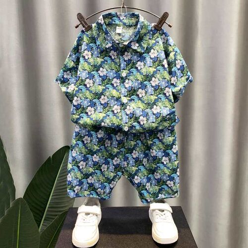 Boys Summer Suit Stylish Mens teasure Flower Shirt Fashion