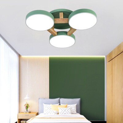 Nordic Wood Decor Led Ceiling Lights  Living Room 220V Round
