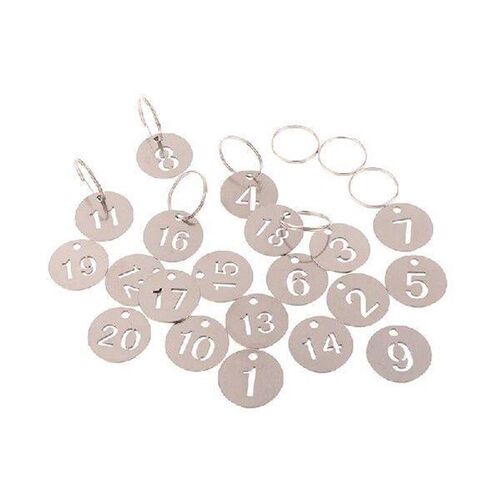 20 Pcs Stainless Steel Number Plate Key Label Tags Chain