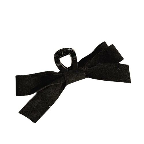 Simple Black Ribbon Grab Clip Ins Girls Bow Bangs Grab All-