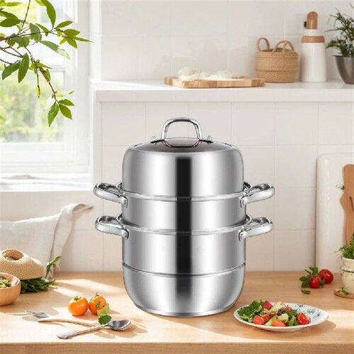 Steaming Pot 11inch 3 Tier Stainless Steel with Lid &
