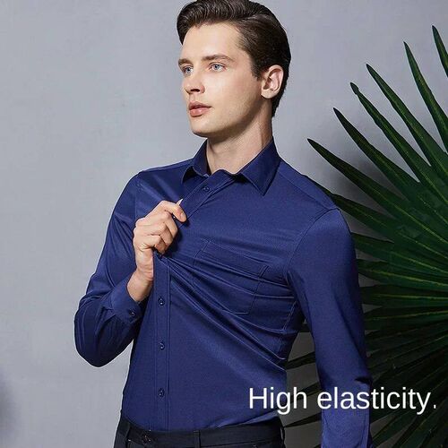 Mens long sleeved elastic shirt, non ironing business
