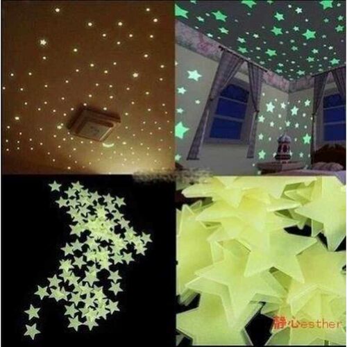 100 Home Wall Light Green Glow In The Dark Star Stickers De