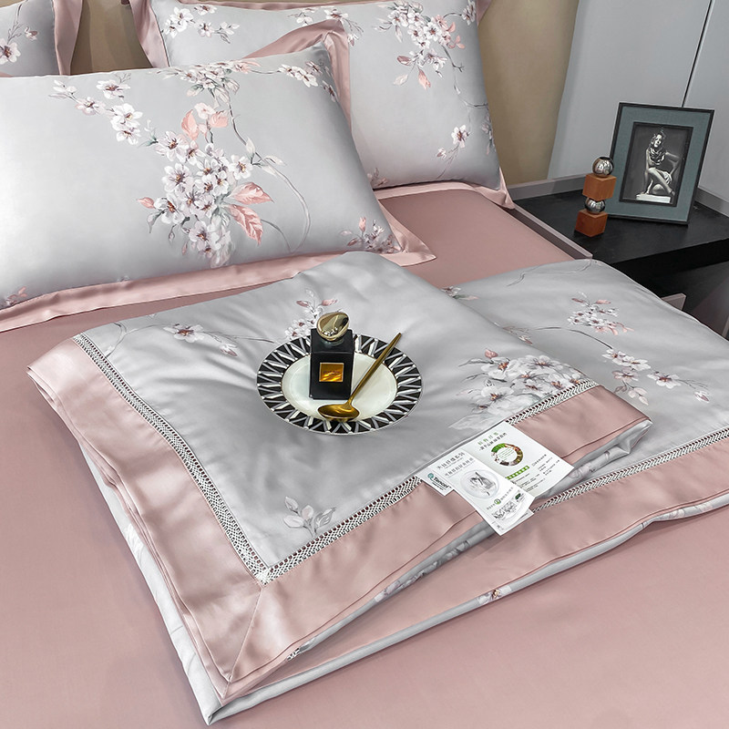 夏季凉感100兰精天丝夏凉被丝滑裸睡莱赛尔空调被夏被四件1.8床,床上用品,化纤被,淘宝优惠券,粉丝福利购,淘宝优惠卷